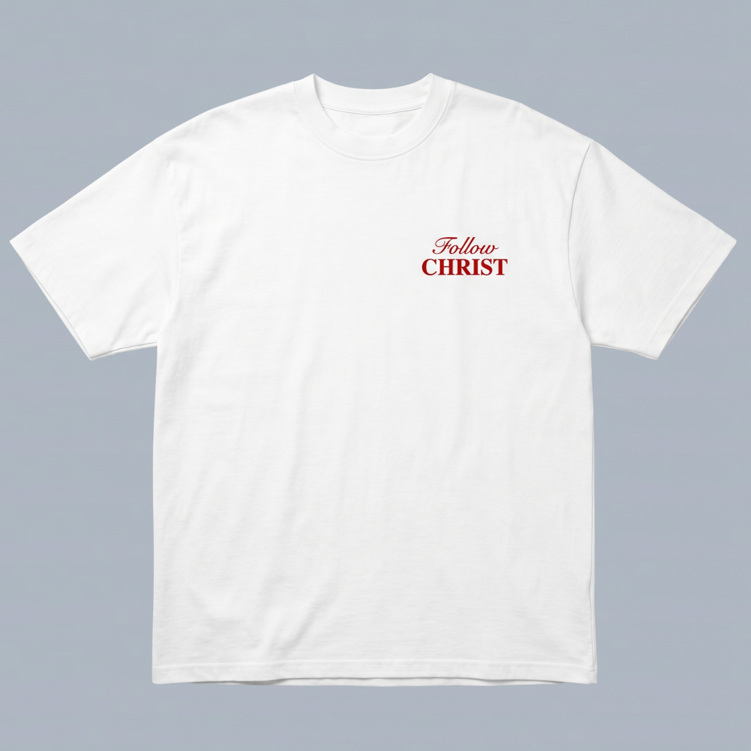 Tshirt oversized-FOLLOW CHRIST/ (SIGUE A CRISTO)/ HOMBRE