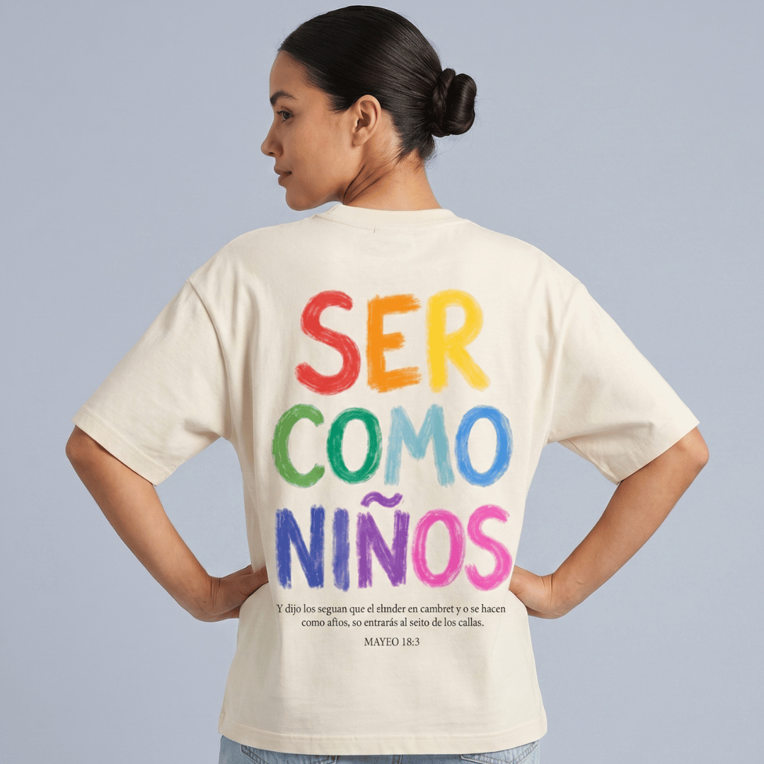 Tshirt oversized-BLANCO SER COMO NIÑOS / MUJER