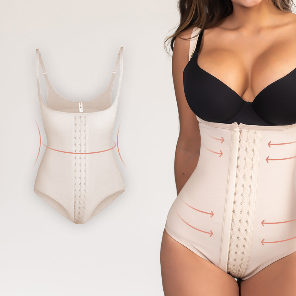 Faja Colombiana Tipo Body – Control Total con 3 Hileras de Broches Ajustables