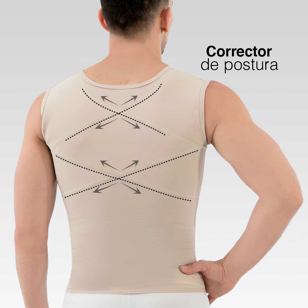 Camiseta Faja de Compresión para Hombre -Corrector de postura, Control Abdomen y Pecho - Colombiano
