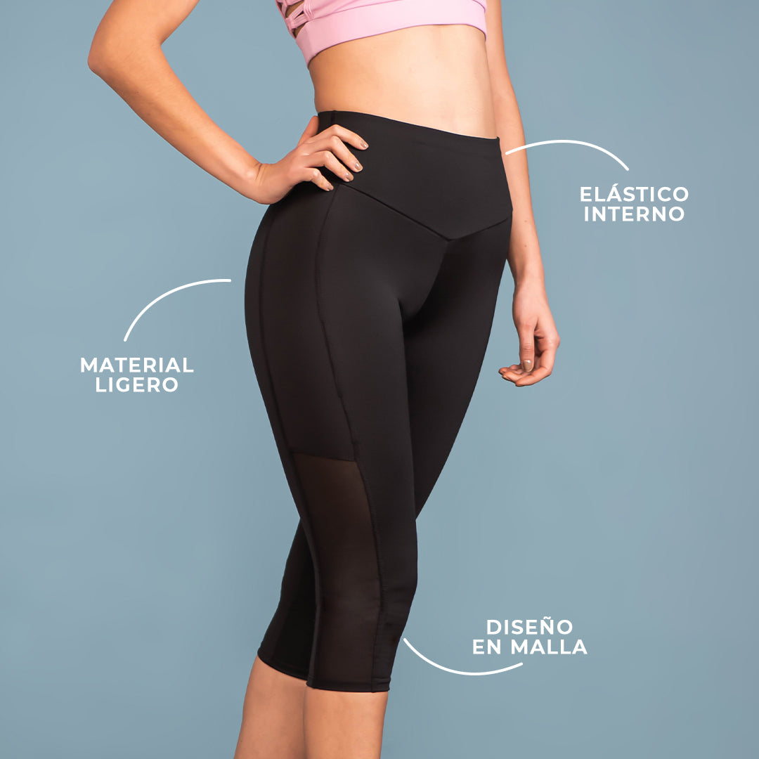 Capri Deportivo con Malla - Estilo y Comodidad en Movimiento