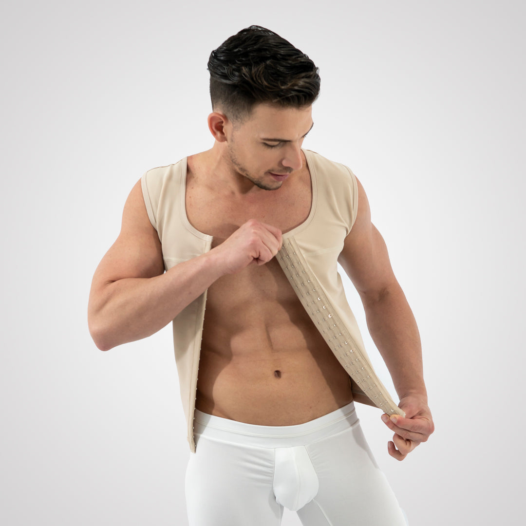 Faja de Compresión para Hombre – Control de Abdomen y Pecho | 3 Hileras de Broches