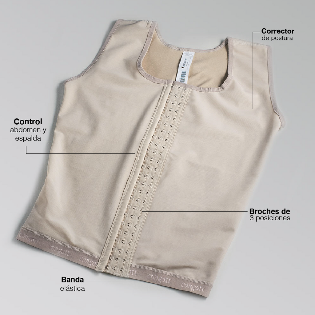 Faja de Compresión para Hombre – Control de Abdomen y Pecho | 3 Hileras de Broches