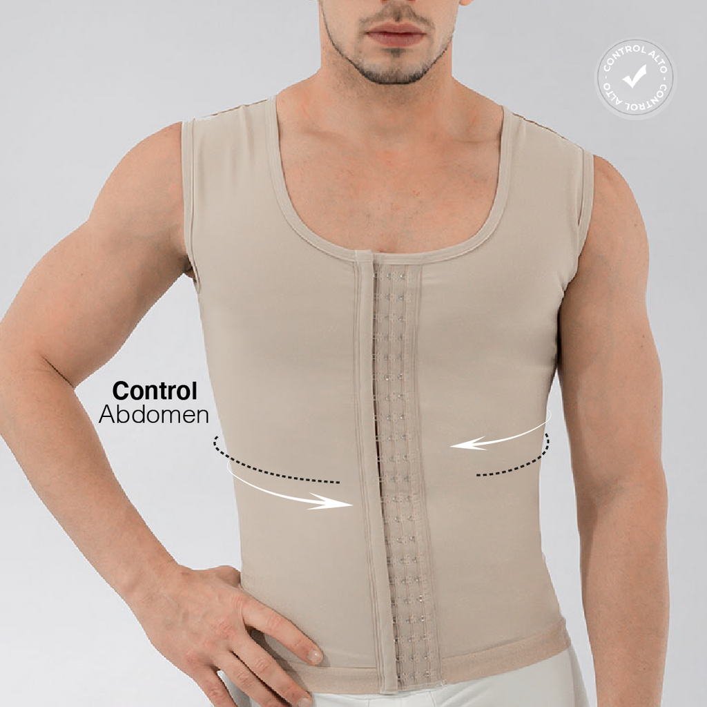 Faja de Compresión para Hombre – Control de Abdomen y Pecho | 3 Hileras de Broches